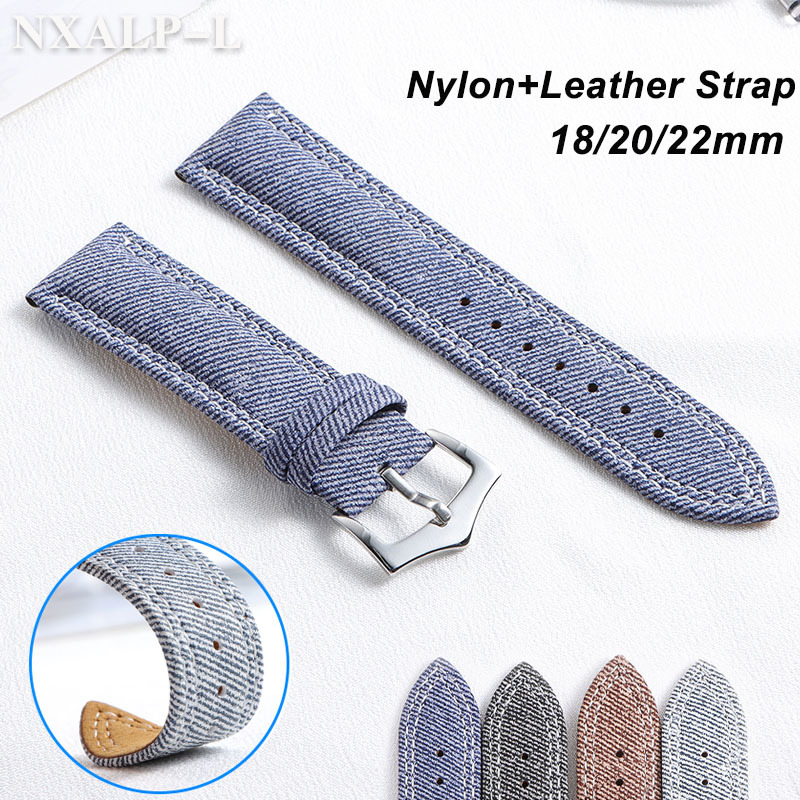 Seiko Watches Smartwatch - Denim tuval naylon saat kayışı 18mm