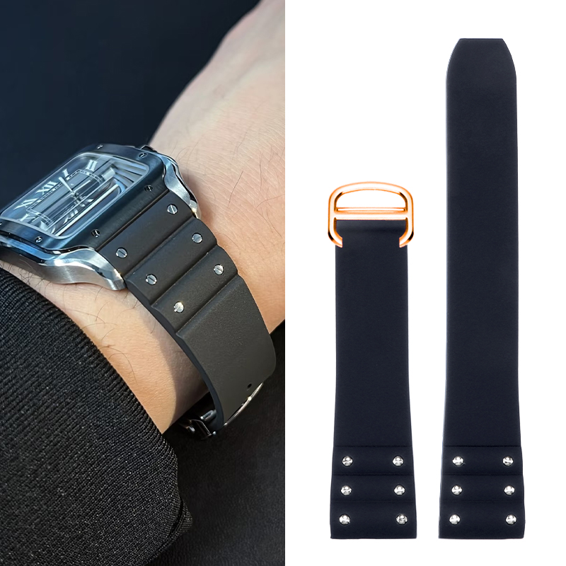 Cartier Watch Santos - Yüksek kaliteli Kauçuk kordonlu saat Cartier
