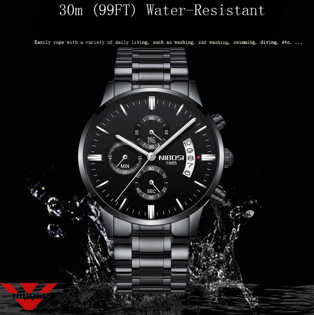 NIBOSI paslanmaz çelik siyah Q - Smartwatch Watches For Men Brands incelemesi ve fiyatı