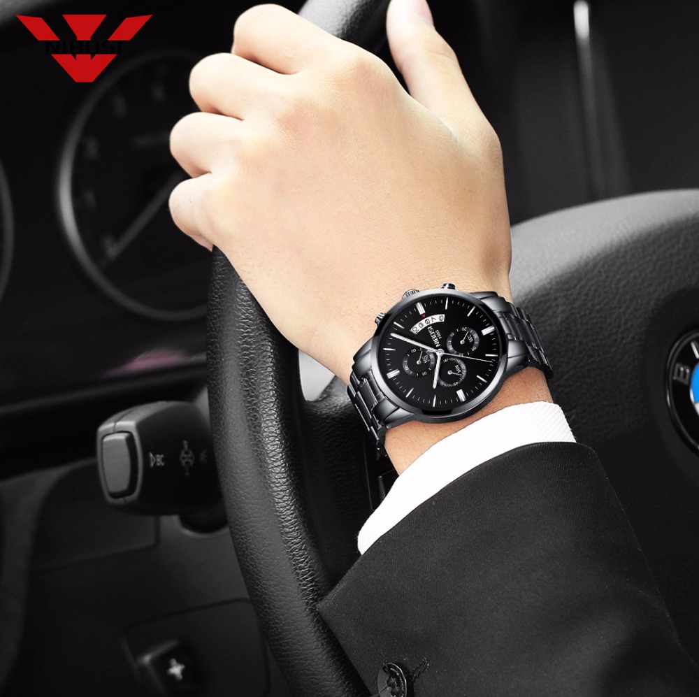NIBOSI paslanmaz çelik siyah Q - Smartwatch Watches For Men Brands incelemesi ve fiyatı